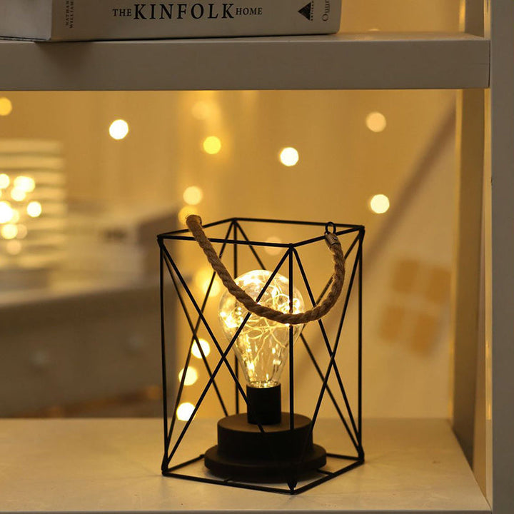 Modern Minimalist Vertical Striped Square Round Iron LED Table Lamp For Living Room