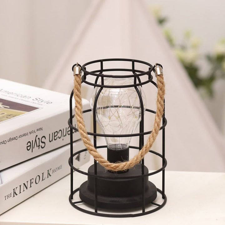 Modern Minimalist Vertical Striped Square Round Iron LED Table Lamp For Living Room