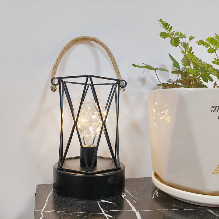 Modern Minimalist Vertical Striped Square Round Iron LED Table Lamp For Living Room