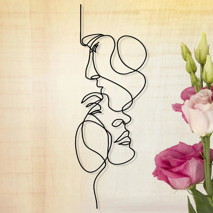 BowLift | Black Metal Wall Art Wall Decoration Abstract Iron Wall Sculpture Minimalist Face Line Home Decor Craftsmanship