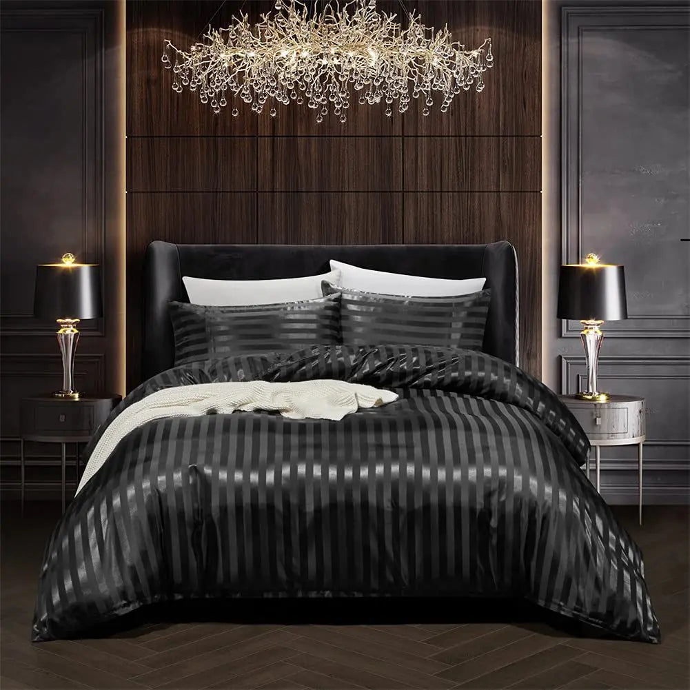 NoirLuxe Duvet Cover Set - Elegant Satin Bedroom Transformations