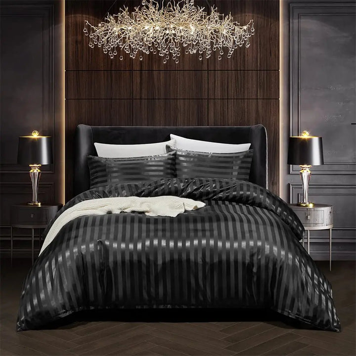 VelvetDream - Black Satin Bed Set