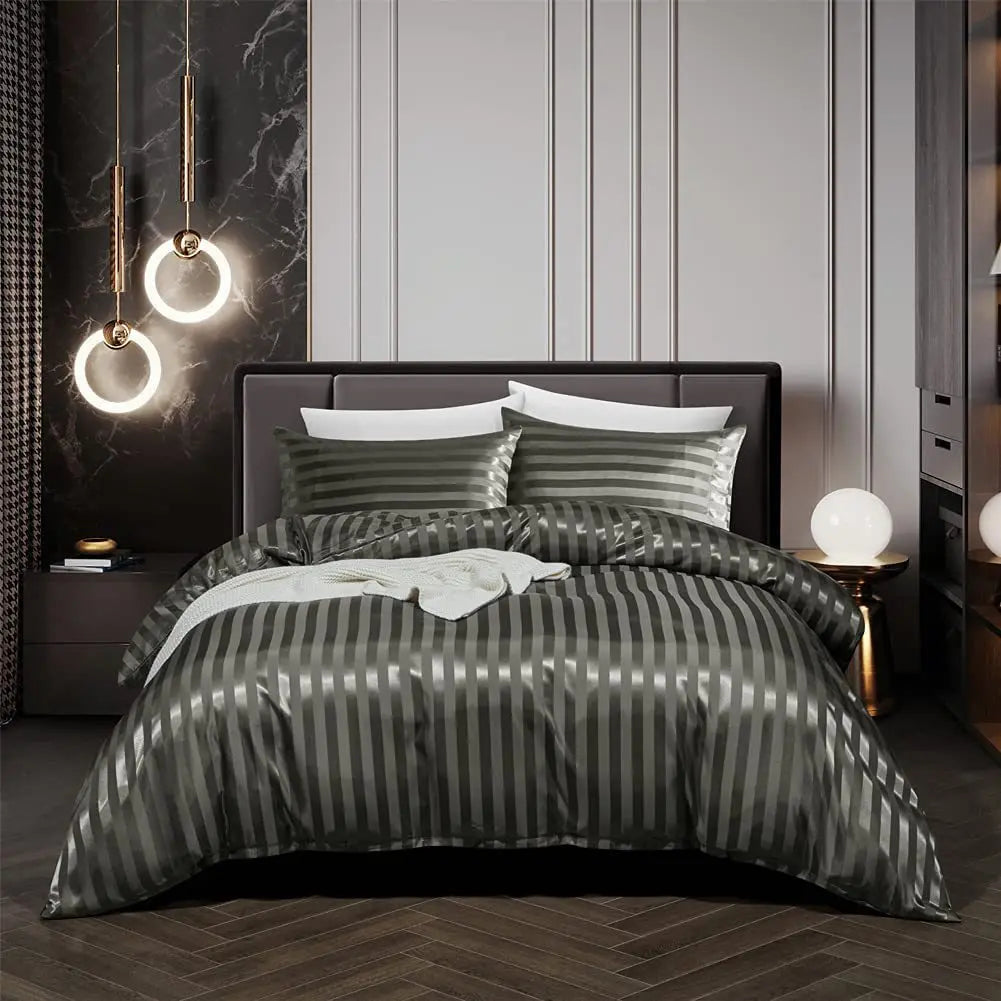 VelvetDream - Black Satin Bed Set