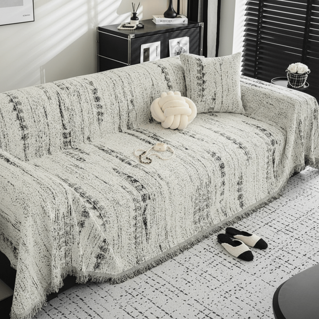 Elegant chenille sofa cover with easy care