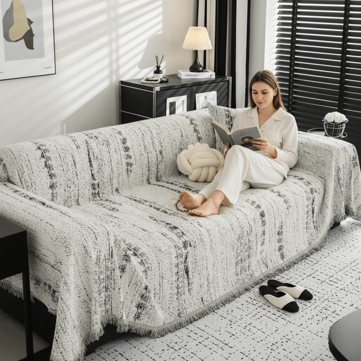 Elegant chenille sofa cover with easy care
