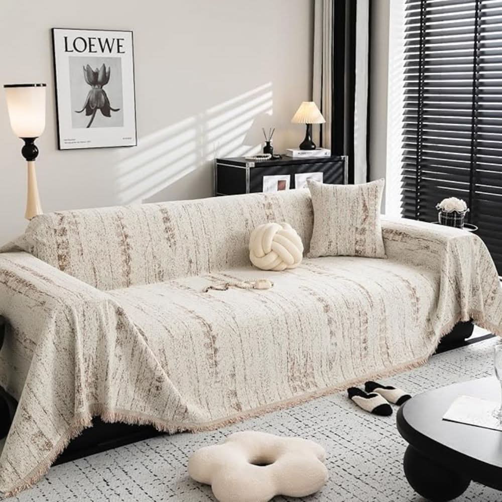 Elegant chenille sofa cover with easy care