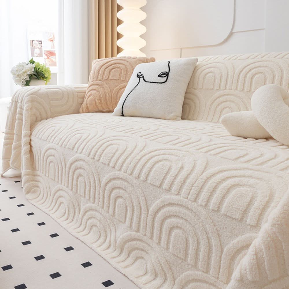 Thick quilted sofa cover for secure fit