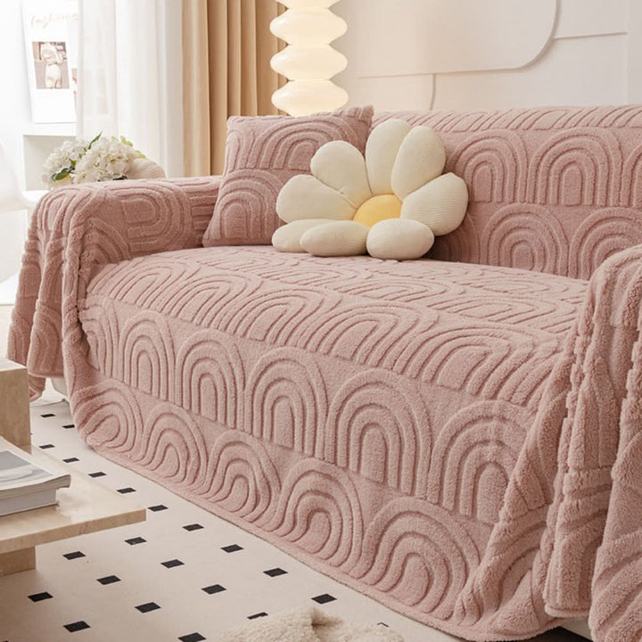 Thick quilted sofa cover for secure fit