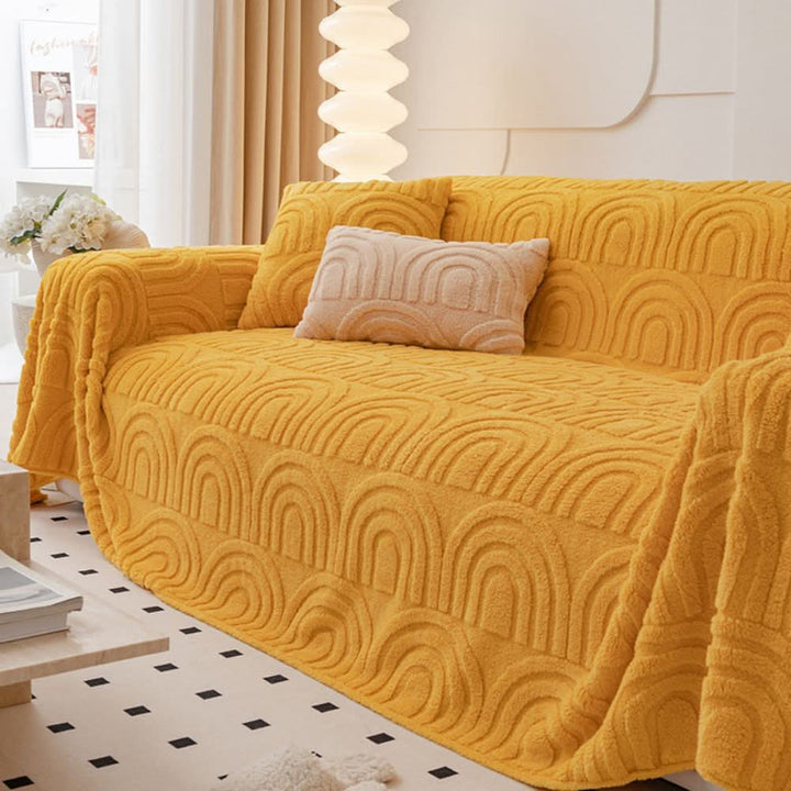 Thick quilted sofa cover for secure fit