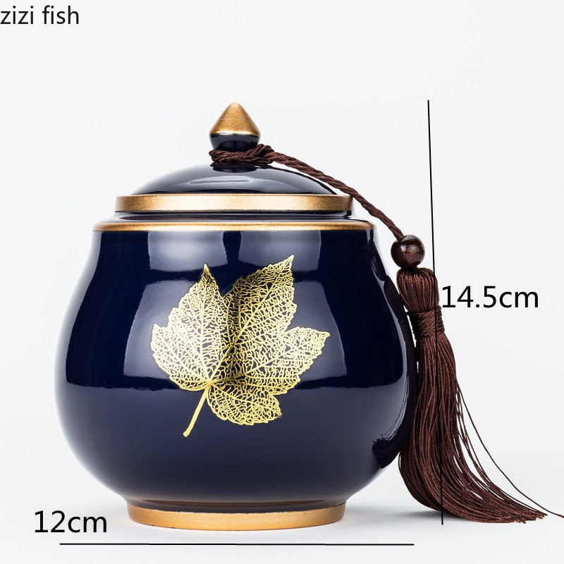 BowLift | Ceramic Teapot Tea Cajon Tea Box Storage Tea Container Moisture-Proof Sealed Tank Storage Tank Candy Jar Storage Box