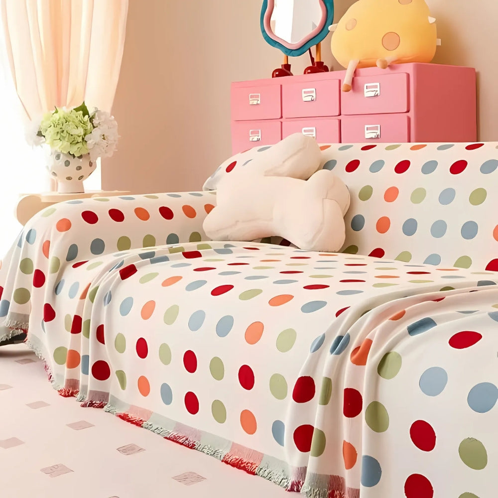 colourful Polka Dot Sofa Cover