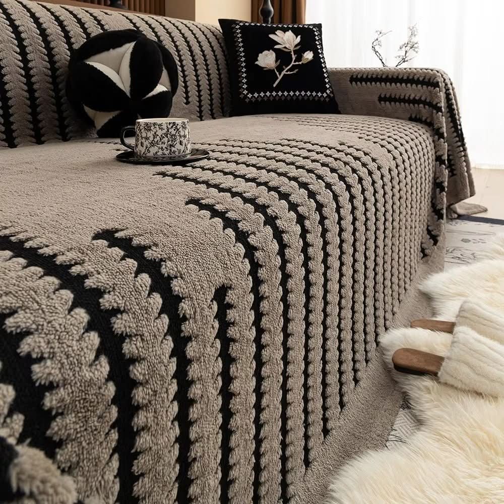 Plush Sofa Cover with Non-Slip Back