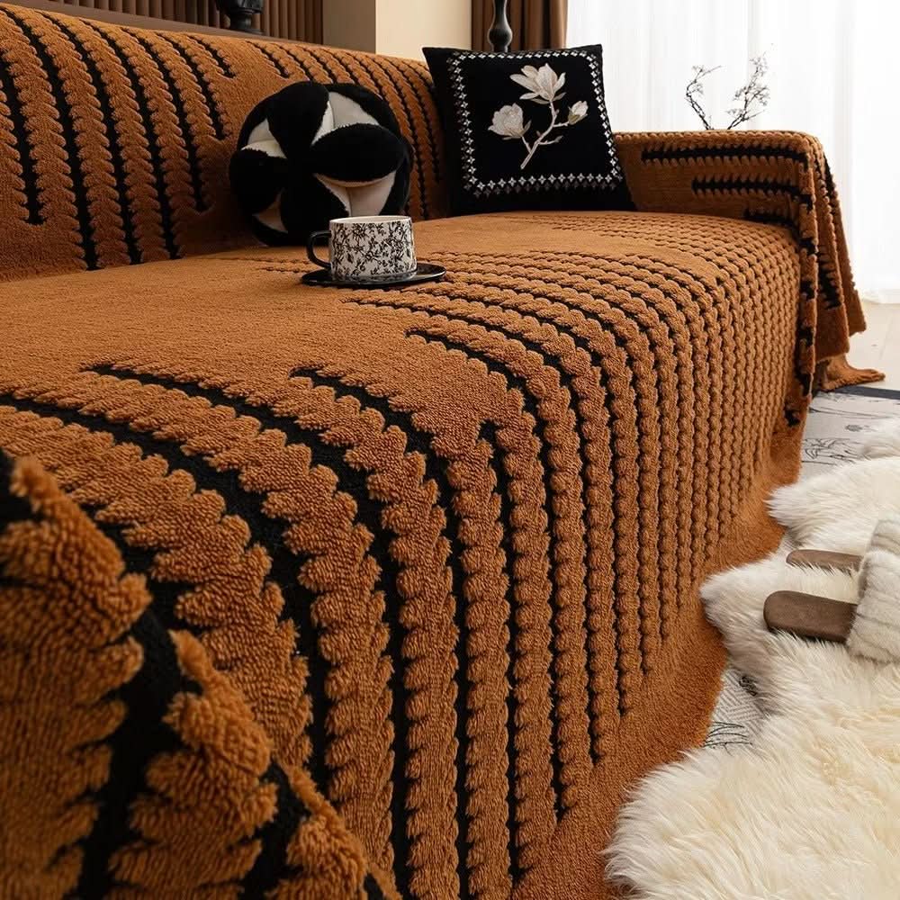 Plush Sofa Cover with Non-Slip Back