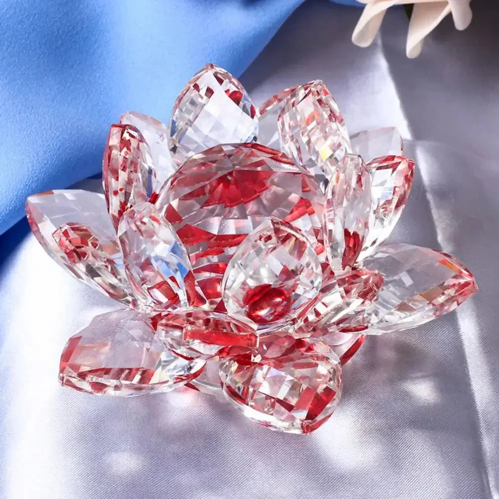 BowLift | Crystal Lotus Flower Figurine Home Wedding Decoration Glass Art Collection Paperweight Office Table Ornaments Souvenir Gifts