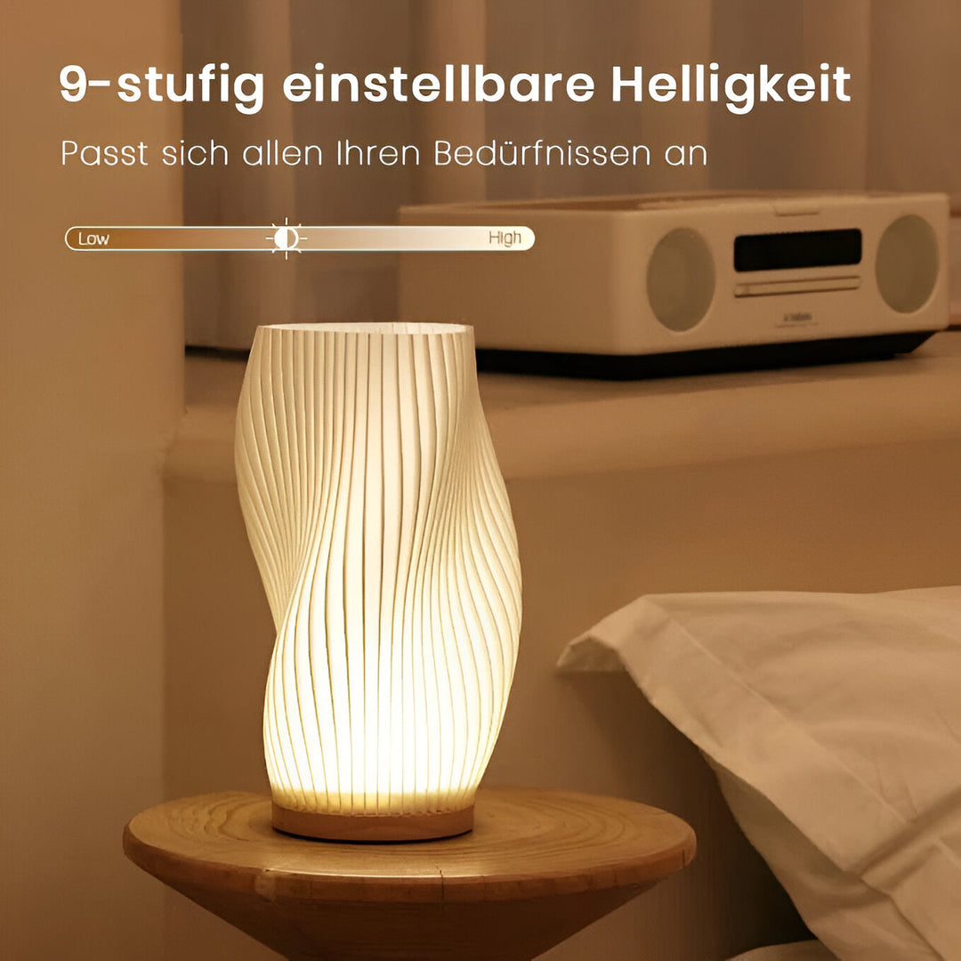 DreamWave - Modern cream-coloured 3D wave lamp with elegant metal base