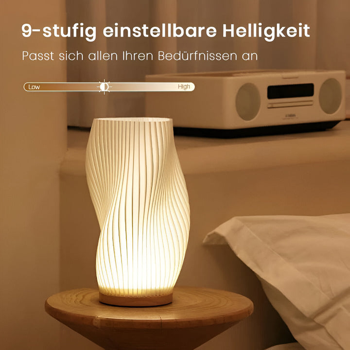 DreamWave - Modern cream-coloured 3D wave lamp with elegant metal base