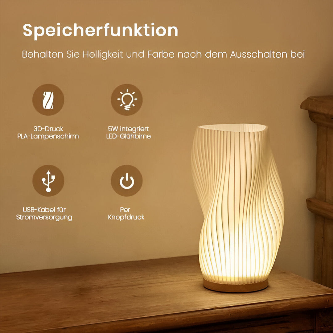 DreamWave - Modern cream-coloured 3D wave lamp with elegant metal base