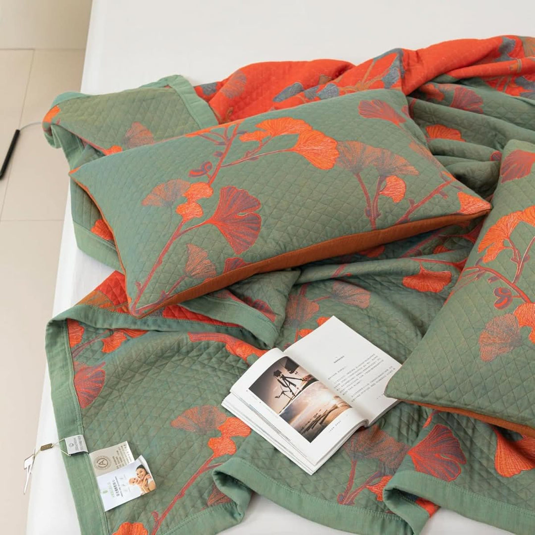Cotton Bedding Set with Botanical Design