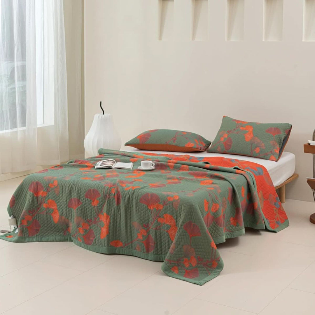 Cotton Bedding Set with Botanical Design