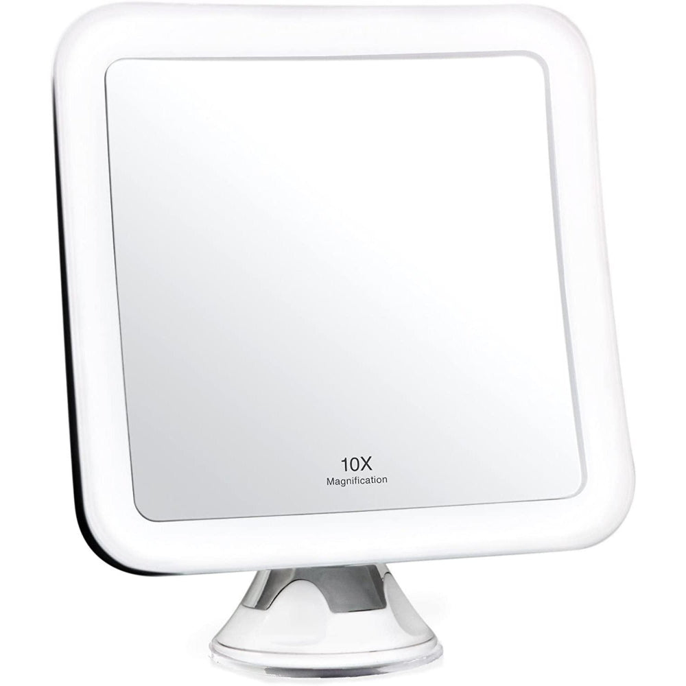 GlowView 10X Lighted Magnifying Mirror with LED &amp; Suction Mount – Portable Makeup Mirror