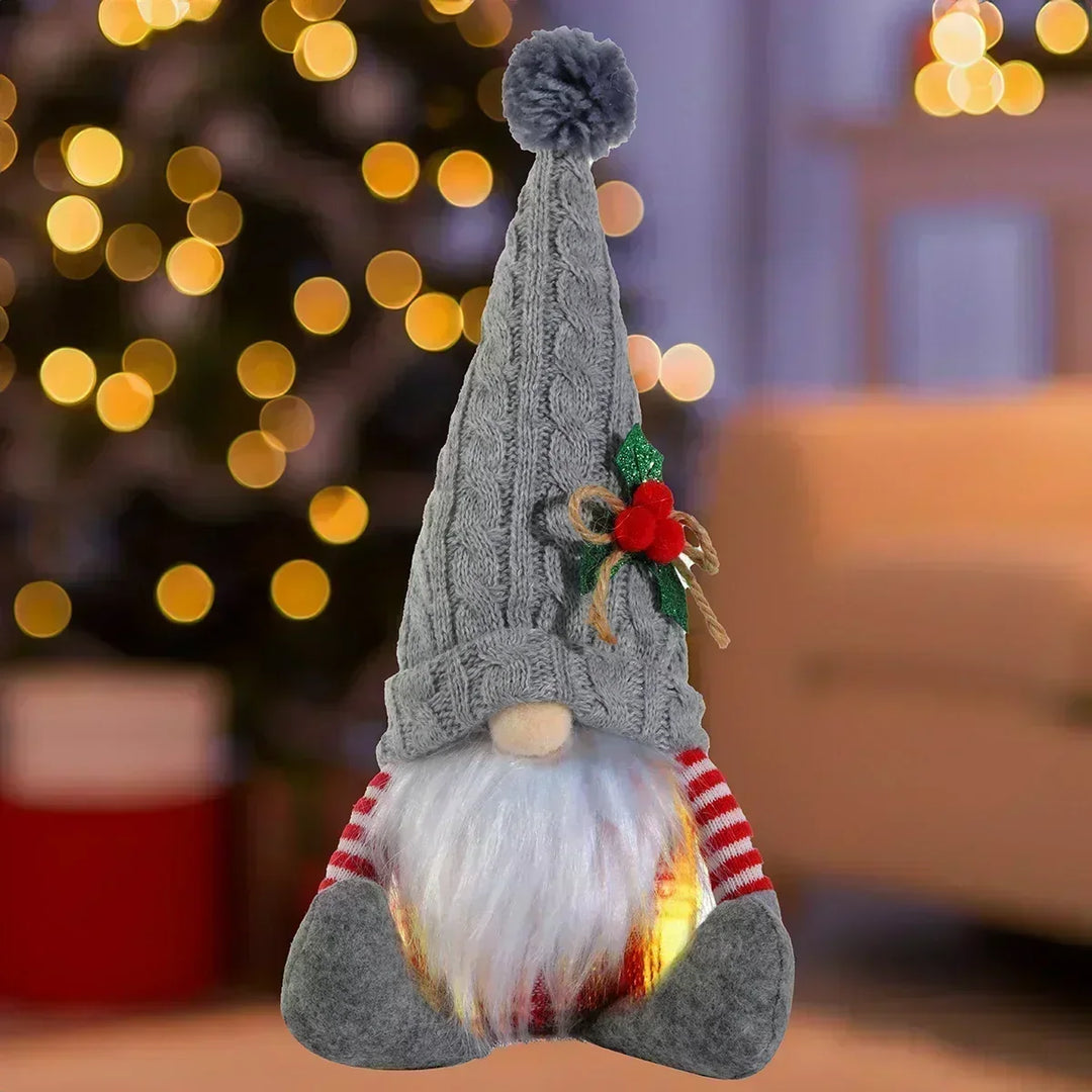 LED Christmas Gnome | Knitted Design with Night Light | Glowing Christmas Decoration | Warm &amp; Cozy