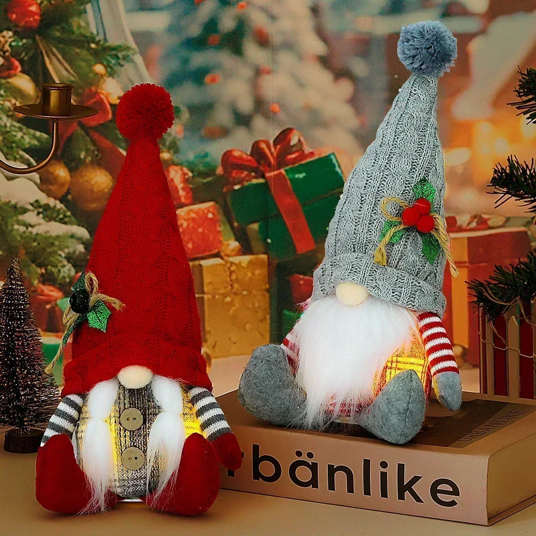 LED Christmas Gnome | Knitted Design with Night Light | Glowing Christmas Decoration | Warm &amp; Cozy
