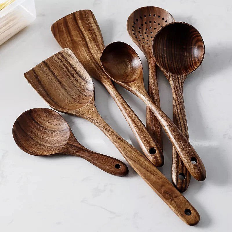 BowLift | TeakChef 7-piece Kitchen Tool Set – Premium Teak Kitchen Tools for Style &amp; Functionality