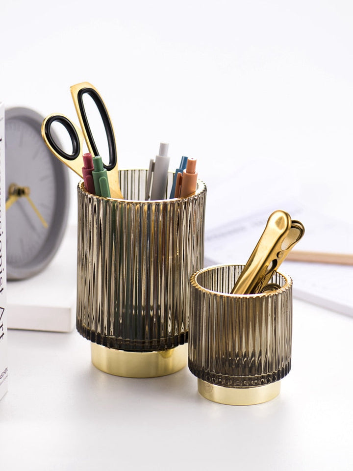 BowLift | Elise Gold Foil Glass Makeup Halter &amp; Organizer