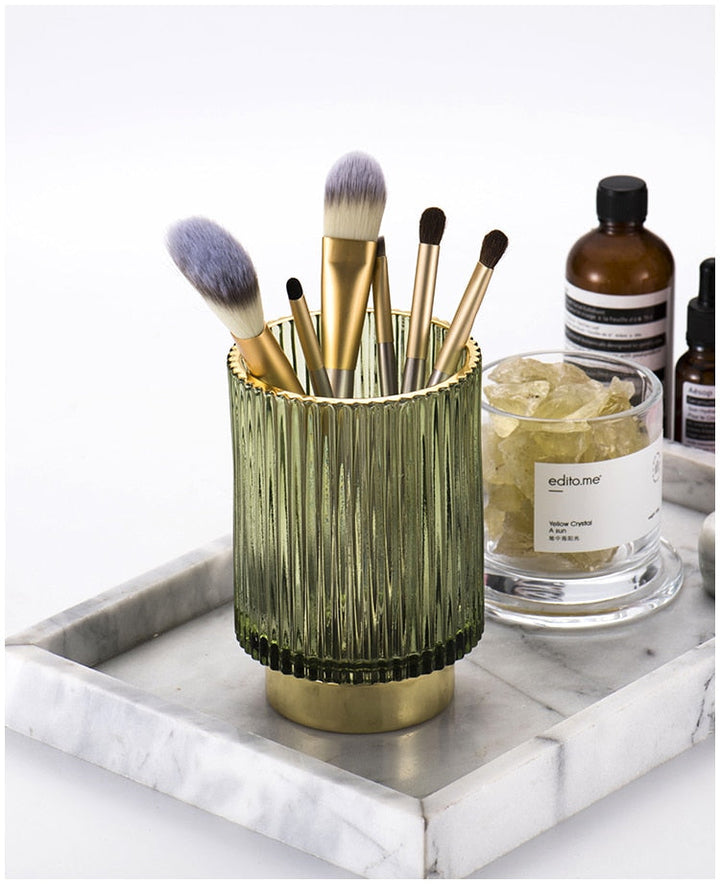 BowLift | Elise Gold Foil Glass Makeup Halter &amp; Organizer
