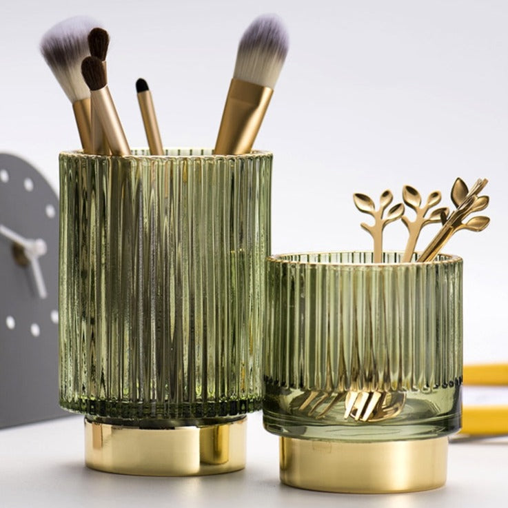 BowLift | Elise Gold Foil Glass Makeup Halter &amp; Organizer