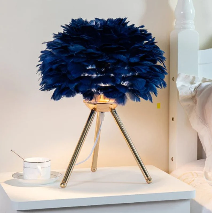 Table Lamp - FeatherLux - Dimmable Light - Elegant Feather Design