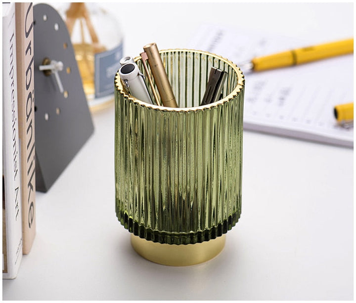 BowLift | Elise Gold Foil Glass Makeup Halter &amp; Organizer