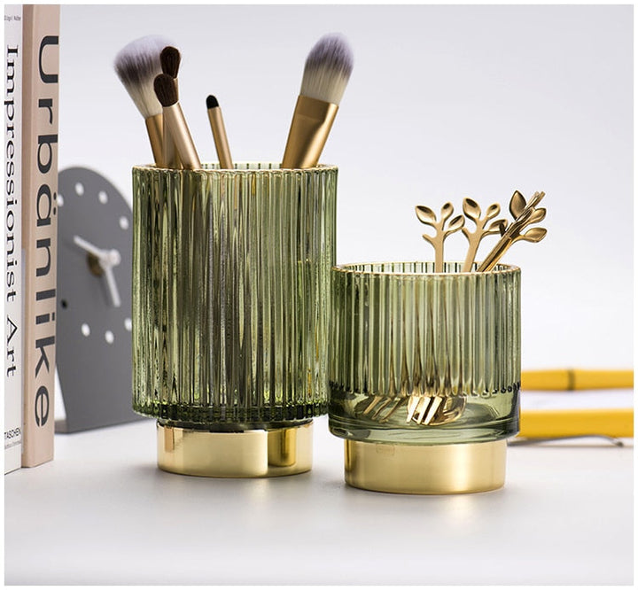 BowLift | Elise Gold Foil Glass Makeup Halter &amp; Organizer