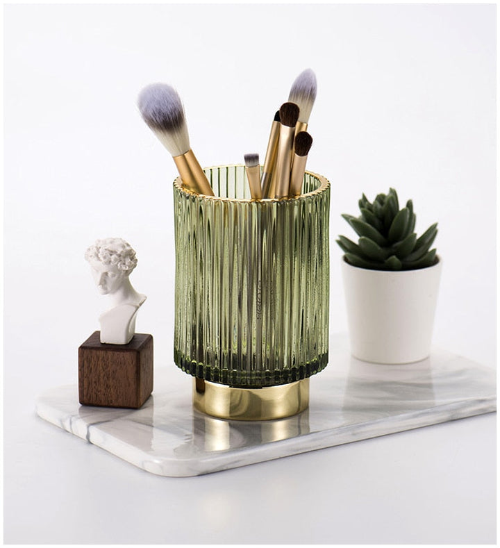 BowLift | Elise Gold Foil Glass Makeup Halter &amp; Organizer