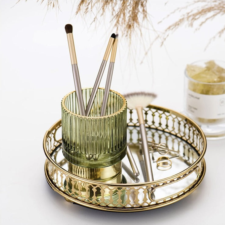 BowLift | Elise Gold Foil Glass Makeup Halter &amp; Organizer