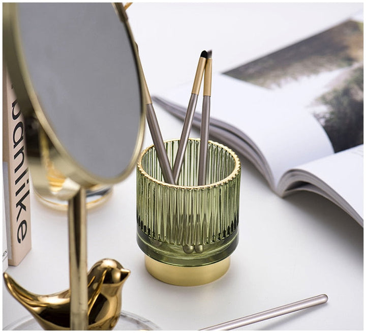 BowLift | Elise Gold Foil Glass Makeup Halter &amp; Organizer