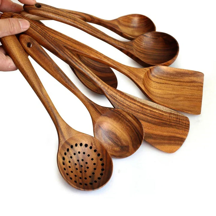 BowLift | TeakChef 7-piece Kitchen Tool Set – Premium Teak Kitchen Tools for Style &amp; Functionality