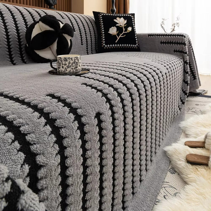 Elegant Plush Sofa Cover with Tufted Details