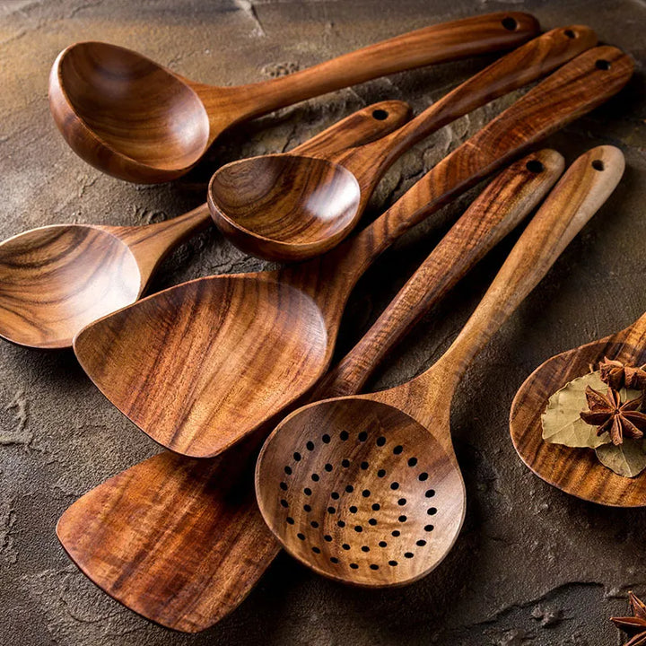 BowLift | TeakChef 7-piece Kitchen Tool Set – Premium Teak Kitchen Tools for Style &amp; Functionality