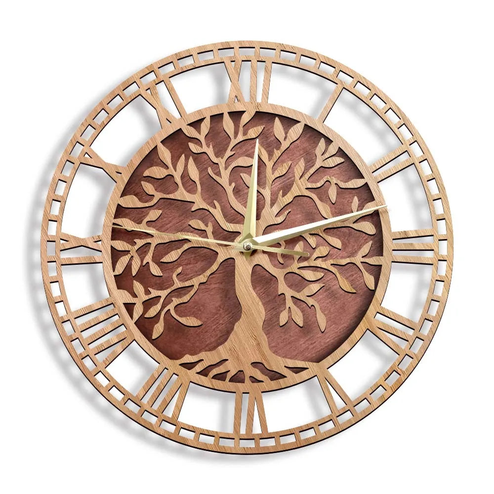 BowLift | WoodArt | Rustic wall clock made of wood in vintage style