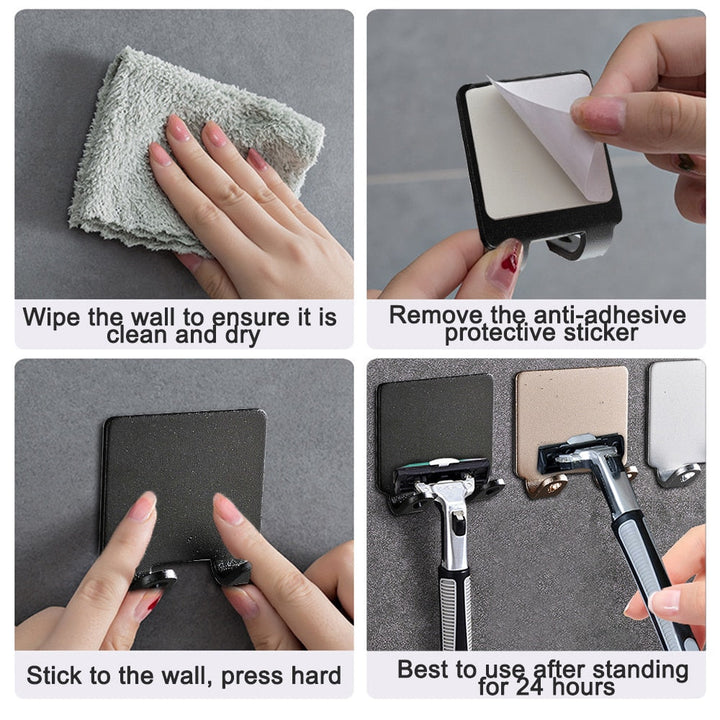 BowLift | Punch-free Razor Holder Storage Hook (1/2/3 Pieces) - Wall Mounted Men&