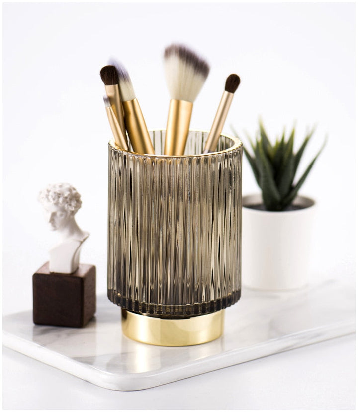 BowLift | Elise Gold Foil Glass Makeup Halter &amp; Organizer