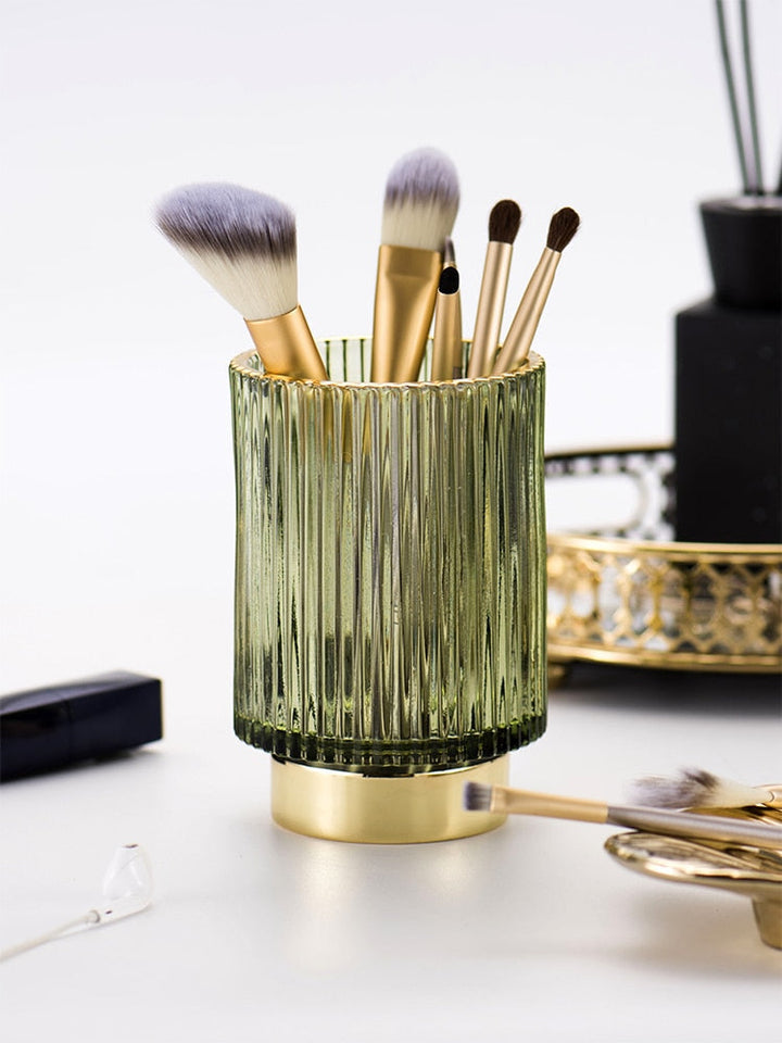 BowLift | Elise Gold Foil Glass Makeup Halter &amp; Organizer