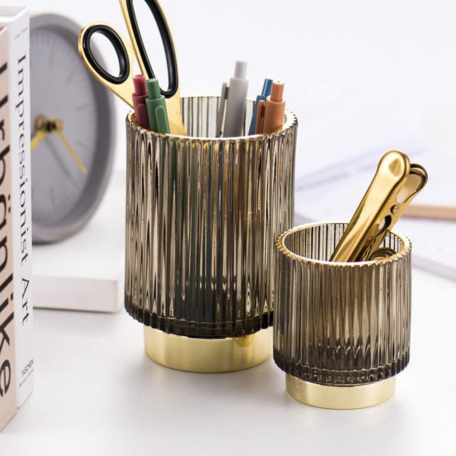 BowLift | Elise Gold Foil Glass Makeup Halter &amp; Organizer