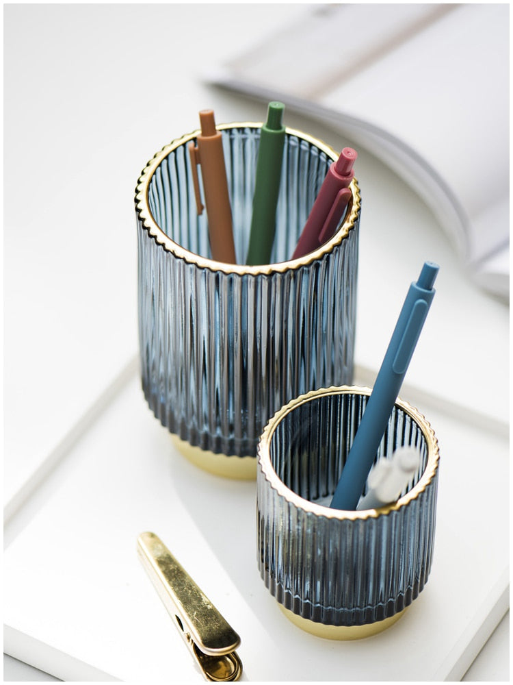 BowLift | Elise Gold Foil Glass Makeup Halter &amp; Organizer