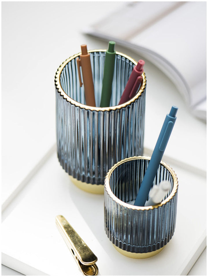 BowLift | Elise Gold Foil Glass Makeup Halter &amp; Organizer