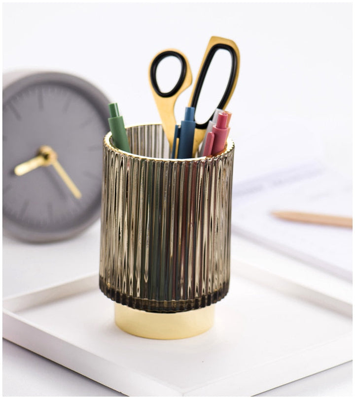 BowLift | Elise Gold Foil Glass Makeup Halter &amp; Organizer