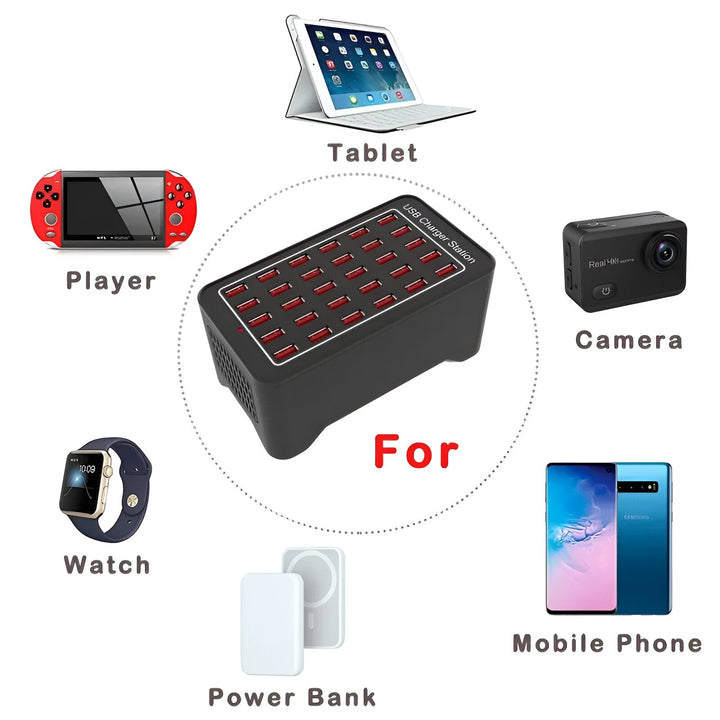 BowLift | PowerPort Pro 30 - Universal Multi-USB Charging Station with 30 Ports
