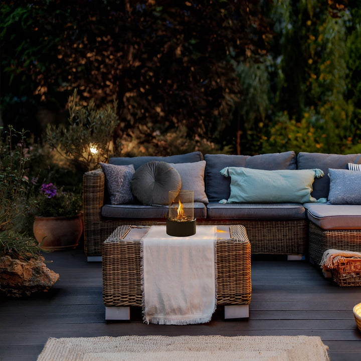 BowLift | SleekFlame - Stylish black metal base table fire pit