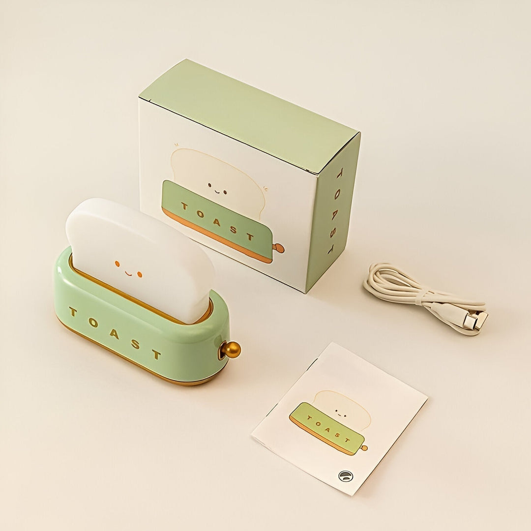 TinyToast Table Lamp – Portable Toaster-Shaped Night Light with Dimmable LED &amp; USB Port